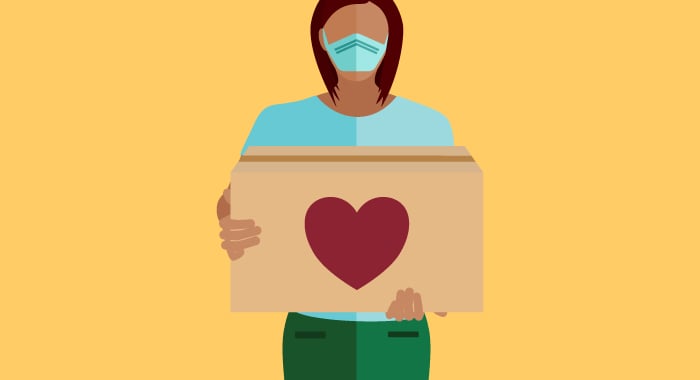 graphic of woman with a cardboard box