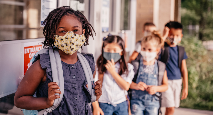 kids at school wearing masks