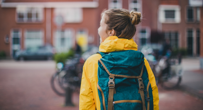 girl with backpack