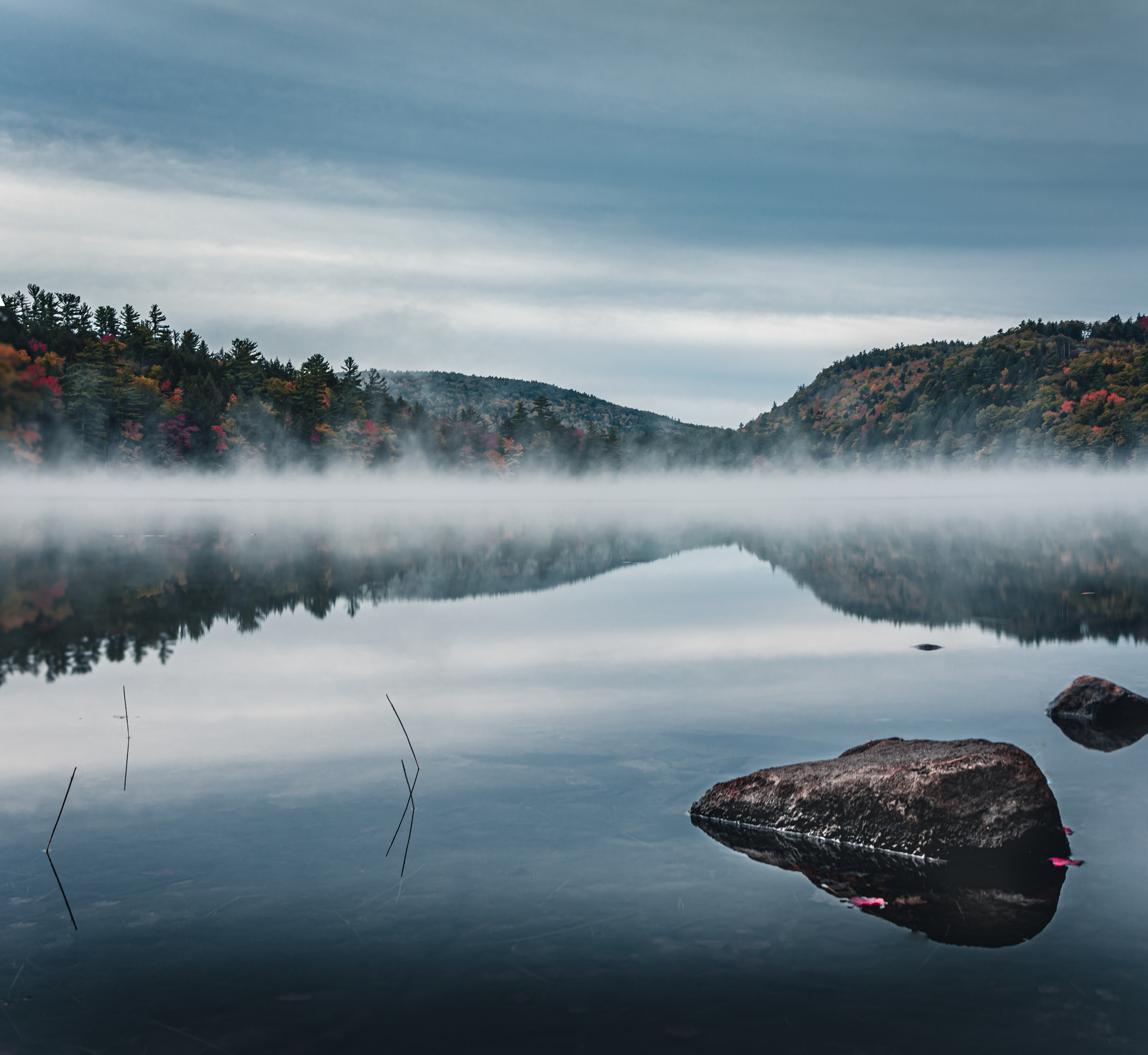 Mist on the water in Maine