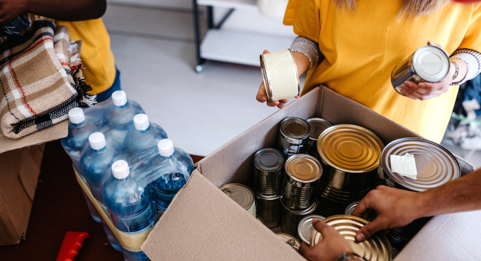 box of canned food