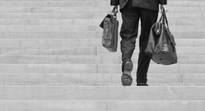 Man climbing stairs