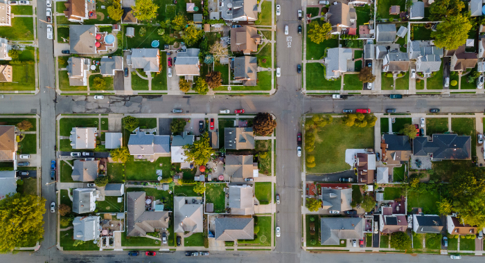 aerial view of a neighborhood